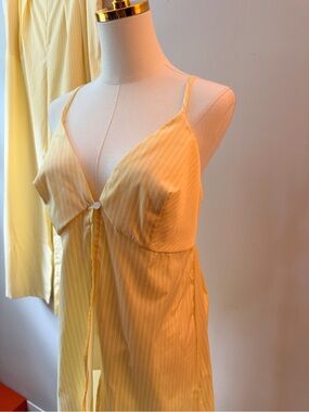 Striped Yellow Top & Pant set with V-Neck and Adjustable Straps